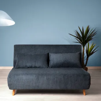 Canapea extensibila 2 locuri Solace, Homla, 140x91x84 cm, MDF/catifea din poliester, albastru imagine