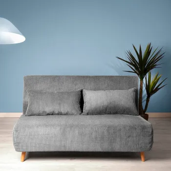 Canapea extensibila 2 locuri Solace, Homla, 140x91x84 cm, MDF/catifea din poliester, gri imagine