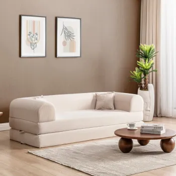 Canapea extensibila 3 locuri, Atelier del Sofa, 118FVL1301, MATERIAL TEXTIL CU NERVURI, Crem imagine