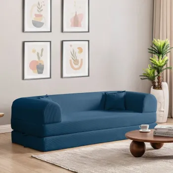 Canapea extensibila 3 locuri, Atelier del Sofa, 118FVL1302, MATERIAL TEXTIL CU NERVURI, Albastru imagine