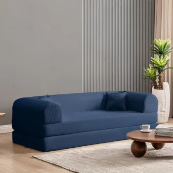 Canapea extensibila 3 locuri, Atelier del Sofa, 118FVL1303, MATERIAL TEXTIL CU NERVURI, Albastru navy imagine