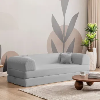 Canapea extensibila 3 locuri, Atelier del Sofa, 118FVL1305, MATERIAL TEXTIL CU NERVURI, Gri deschis imagine