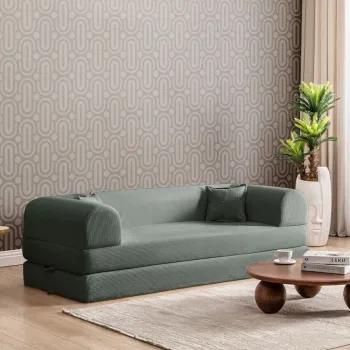Canapea extensibila 3 locuri, Atelier del Sofa, 118FVL1307, MATERIAL TEXTIL CU NERVURI, Verde imagine