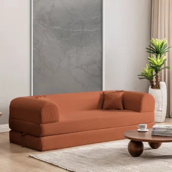 Canapea extensibila 3 locuri, Atelier del Sofa, 118FVL1308, MATERIAL TEXTIL CU NERVURI, Portocaliu imagine