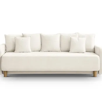 Canapea extensibila 3 locuri, cu lada depozitare, Elen-211, Micadoni Home, 231x106x86 cm, tesatura structurata chenille, ivoriu imagine