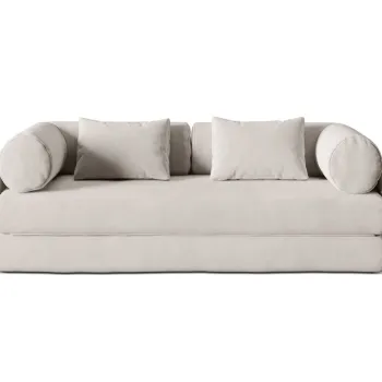 Canapea extensibila 3 locuri, Dreamy, Micadoni Home, 206x95x70 cm, catifea, bej imagine