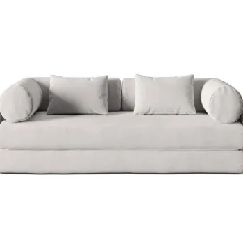 Canapea extensibila 3 locuri, Dreamy, Micadoni Home, 206x95x70 cm, catifea, gri deschis imagine
