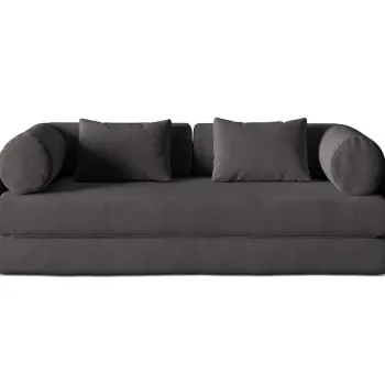 Canapea extensibila 3 locuri, Dreamy, Micadoni Home, 206x95x70 cm, catifea, gri inchis imagine