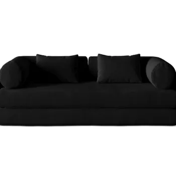 Canapea extensibila 3 locuri, Dreamy, Micadoni Home, 206x95x70 cm, catifea, negru imagine