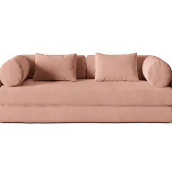 Canapea extensibila 3 locuri, Dreamy, Micadoni Home, 206x95x70 cm, catifea, roz imagine
