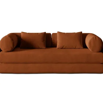 Canapea extensibila 3 locuri, Dreamy, Micadoni Home, 206x95x70 cm, catifea, teracota imagine