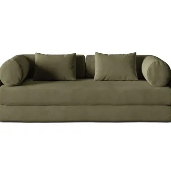 Canapea extensibila 3 locuri, Dreamy, Micadoni Home, 206x95x70 cm, catifea, verde imagine