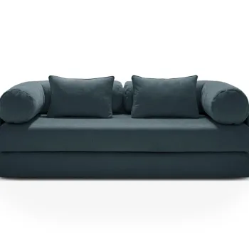 Canapea extensibila 3 locuri, Dreamy, Micadoni Home, 206x95x70 cm, tesatura structurata, albastru petrol inchis imagine