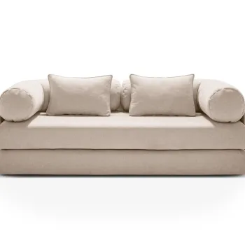 Canapea extensibila 3 locuri, Dreamy, Micadoni Home, 206x95x70 cm, tesatura structurata, bej imagine