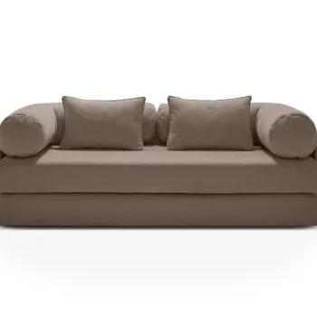 Canapea extensibila 3 locuri, Dreamy, Micadoni Home, 206x95x70 cm, tesatura structurata, cappuccino imagine