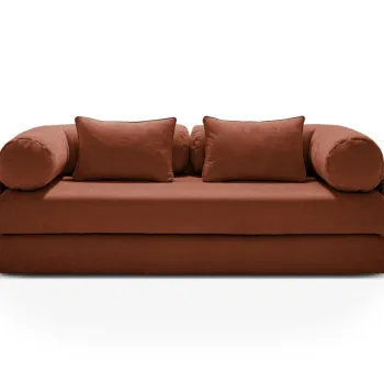 Canapea extensibila 3 locuri, Dreamy, Micadoni Home, 206x95x70 cm, tesatura structurata, caramiziu imagine