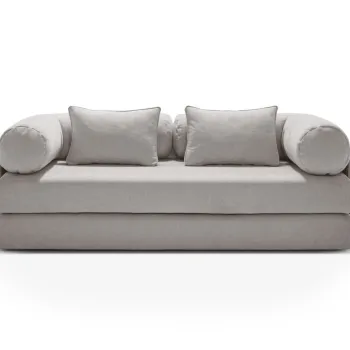 Canapea extensibila 3 locuri, Dreamy, Micadoni Home, 206x95x70 cm, tesatura structurata, gri deschis imagine