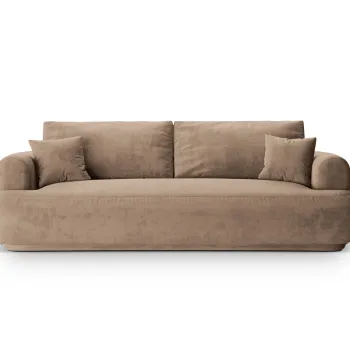 Canapea extensibila 3 locuri, Ella-120, Micadoni Home, 253x108x94 cm, catifea, bej inchis imagine