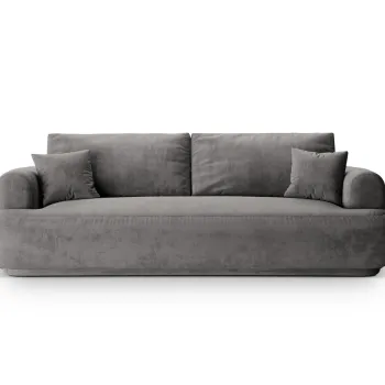 Canapea extensibila 3 locuri, Ella-120, Micadoni Home, 253x108x94 cm, catifea, gri imagine