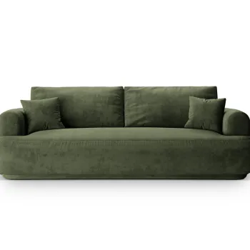 Canapea extensibila 3 locuri, Ella-120, Micadoni Home, 253x108x94 cm, catifea, verde imagine