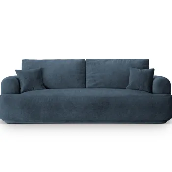 Canapea extensibila 3 locuri, Ella-193, Micadoni Home, 253x108x94 cm, tesatura structurata chenille, albastru inchis imagine