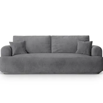 Canapea extensibila 3 locuri, Ella-193, Micadoni Home, 253x108x94 cm, tesatura structurata chenille, gri imagine