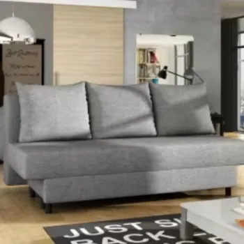 Canapea extensibila 3 locuri ELTAP, Amaza, 190x82x83 cm, lemn/poliester, gri deschis imagine