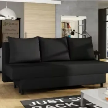 Canapea extensibila 3 locuri ELTAP, Amaza, 190x82x83 cm, lemn/poliester, negru imagine