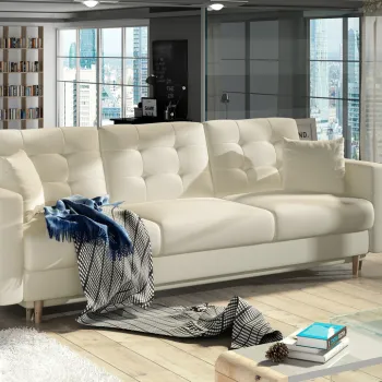 Canapea extensibila 3 locuri ELTAP, Ask08, Asgard, 233x92x93 cm, lemn/poliester, bej imagine