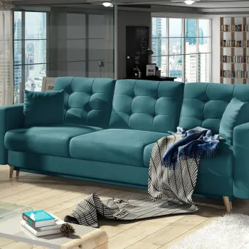 Canapea extensibila 3 locuri ELTAP, Ask20, Asgard, 233x92x93 cm, lemn/poliester, verde imagine