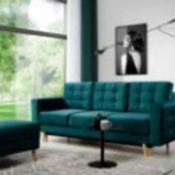 Canapea extensibila 3 locuri ELTAP, Ask21, Asgard, 233x92x93 cm, lemn/poliester, verde imagine