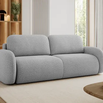 Canapea extensibila 3 locuri ELTAP, Avuela, 250x105x94 cm, lemn/tesatura boucle, gri imagine