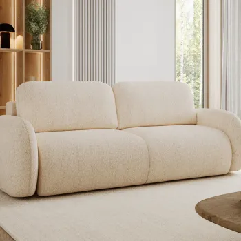 Canapea extensibila 3 locuri ELTAP, Avuela, 250x105x94 cm, lemn/tesatura chenille, bej deschis imagine