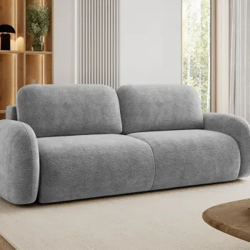 Canapea extensibila 3 locuri ELTAP, Avuela, 250x105x94 cm, lemn/tesatura chenille, gri imagine
