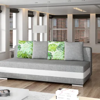 Canapea extensibila 3 locuri ELTAP, Calia, 195x86x83 cm, lemn/poliester, gri/alb imagine