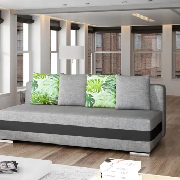 Canapea extensibila 3 locuri ELTAP, Calia, 195x86x83 cm, lemn/poliester, gri/negru imagine