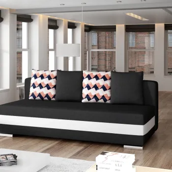 Canapea extensibila 3 locuri ELTAP, Calia, 195x86x83 cm, lemn/poliester, negru/alb imagine