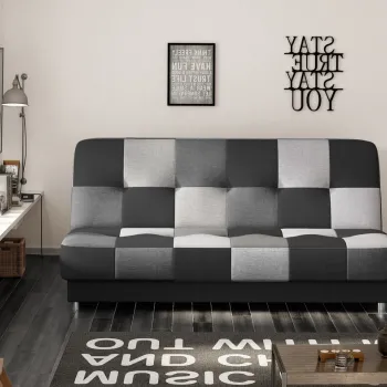 Canapea extensibila 3 locuri, ELTAP, Cayo, 192x90x90 cm, lemn/poliester, negru/gri imagine