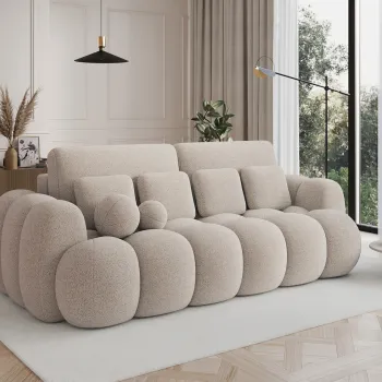 Canapea extensibila 3 locuri ELTAP, Cotonn, 256x119x105 cm, lemn/poliester, bej deschis imagine