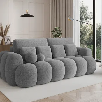 Canapea extensibila 3 locuri ELTAP, Cotonn, 256x119x105 cm, lemn/poliester, gri imagine