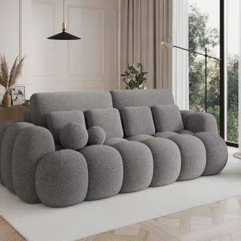 Canapea extensibila 3 locuri ELTAP, Cotonn, 256x119x105 cm, lemn/poliester, gri inchis imagine