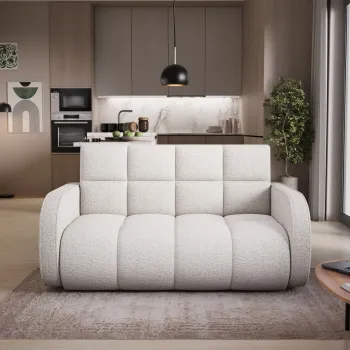 Canapea extensibila 3 locuri ELTAP, Deverio, 154x103x83 cm, lemn/poliester, alb imagine