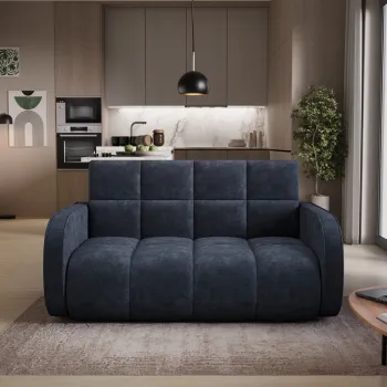 Canapea extensibila 3 locuri ELTAP, Deverio, 154x103x83 cm, lemn/poliester, albastru imagine