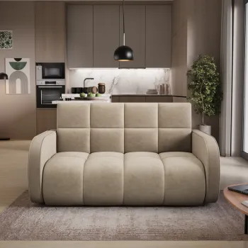 Canapea extensibila 3 locuri ELTAP, Deverio, 154x103x83 cm, lemn/poliester, bej imagine