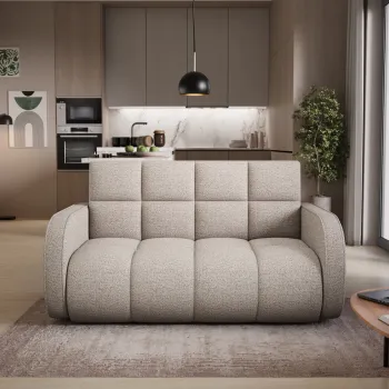 Canapea extensibila 3 locuri ELTAP, Deverio, 154x103x83 cm, lemn/poliester, bej deschis imagine