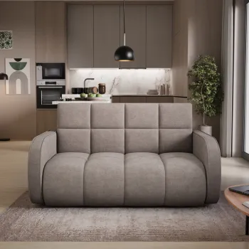 Canapea extensibila 3 locuri ELTAP, Deverio, 154x103x83 cm, lemn/poliester, bej inchis imagine