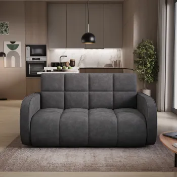 Canapea extensibila 3 locuri ELTAP, Deverio, 154x103x83 cm, lemn/poliester, gri inchis imagine