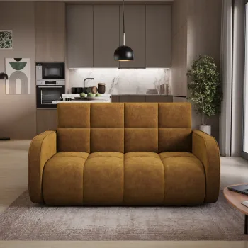 Canapea extensibila 3 locuri ELTAP, Deverio, 154x103x83 cm, lemn/poliester, mustar imagine