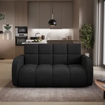 Canapea extensibila 3 locuri ELTAP, Deverio, 154x103x83 cm, lemn/poliester, negru imagine