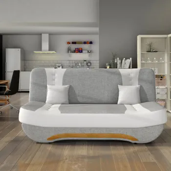 Canapea extensibila 3 locuri ELTAP, Ewa II, 189x90x88 cm, lemn/poliester, gri deschis/alb imagine